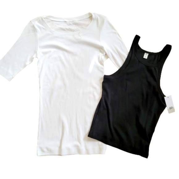 𝅺2 tops 1 tank top racer bsck 1 3/4 sleeve - Picture 1 of 4